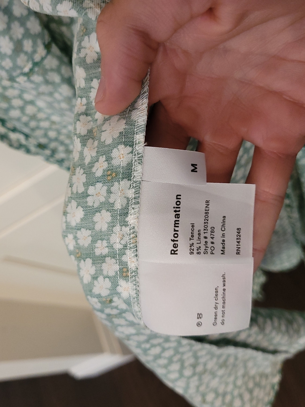 Reformation Green Floral Wrap Mini Dress - Picture 5 of 7